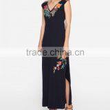 Boho Sleeveless Side Slit Maxi Plus Size Long Embroidered Dress HSd5179 thumbnail-2
