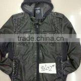 NEWEST TOP FASHION MEN WINTER PU JACKET WITH HOOD thumbnail-2