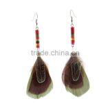 Carnival Jewelry Feather Hoop Earrings for Women,Exaggerated Handmade Beaded Earrings thumbnail-3