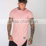 New Style 100% Cotton Oversized Cut and Low Sharp T Shirt Fashion Streetwear Black Plain Mens Longline T Shirt thumbnail-1