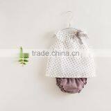 Wholesale Summer New Design Clohing Set Girl Green Star Cotton Linen Suit Match Solid Green Bloomer thumbnail-3