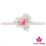 Charming Kids White Lace Heart Flower Newborn Baby Girl Wedding Elastic Headband Toddler Hair Gift Sets thumbnail-2
