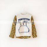 S33022W Spring Autumn Long Sleeve Shirt for Kids Grids Sleeve Joining Shirts thumbnail-3