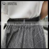 New Fashion Women Plaid Stretch Waist Pleated Skirt thumbnail-1
