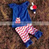 2015 new baby girls kids baby girls kid 4th of July patriotic capri sets ruffle outfits with matching necklace and headband set