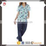 Printed Medical Workwear Mock Wrap Unifrom Set Oem Service Supply thumbnail-1