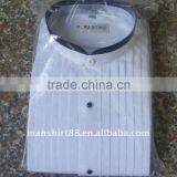 2016 White With Black Banded Collar Trim 1/4" Pleat Tuxedo Shirt thumbnail-1