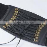 High Quality Black PU Leather Elastic Ladies Wide Waist Elastic Belts thumbnail-3
