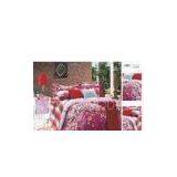 OEM Red Flower Patterned Flat Queen Size 100 Cotton Custom Made Bedding Sets thumbnail-1