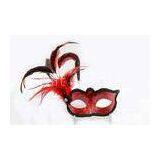 Swarovski Crystal Venetian Carnival Masks , Lace Red Feather Mask for Girls
