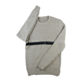 2015 Fall Roune-Neck Pullover Wool Vertical Rib Colorblock Sweater thumbnail-1