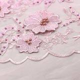 Dot Com Pink Pearls Tulle Lace Fabrics 3d Flowers Embroidery Designs African French Lace thumbnail-4