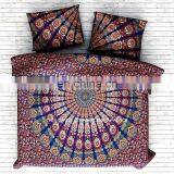 Indian New Mandala Duvet Doona Cover With Bed Sheet & Pillows Blue & Multi - Color Queen Size 4 PC Set thumbnail-2