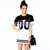 Factory Wholesale OEM Service Monochrome Baseball Loose Long T-Shirt Dress thumbnail-1