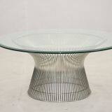 Platner stainless steel Coffee table glass side table low coffee table small round coffee table  metal coffee table