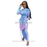 Sexy Women Casual Dress Floral Print Maxi Zipper Ladies Elegant Dress Bodycon Dress Bodycon Jumpsuit thumbnail-6