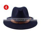 Регулируемые фельтровые шляпы для женщин на зиму, церковные шляпы, шляпы для мужчин на осень, джазовые панамки, винтажные широкополые федоры с ремнем и пряжкой, трильби thumbnail-5