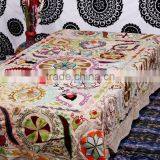 Hippie Uzbek Suzani Embriodery Tapestry Psychedelic Suzani Blanket Vintage Table Cover thumbnail-3