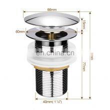 Sliver Brass Chrome Basin Sink Waste Unslotted Modern Click Clack Pop Up Drain Waste thumbnail-5