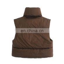 Wholesale Custom LOGO Ladies Fall/winter Stand-up Collar Padded Down Cotton Vest Vest Sleeveless Waistcoat Plus Size Jacket thumbnail-5