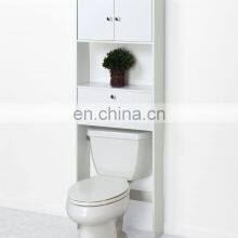 Waterproof Drop Door Over the Toilet Bathroom Cabinet, Bath Storage Shelves, White thumbnail-1