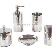 Silver Plated Hammered Bathroom Set