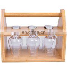 Bamboo wood display rack Glass Rack, Bamboo Tasting Glassware Holder