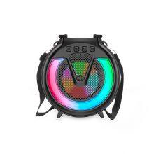 OEM Foldable Outdoor Portable Led Colorful Flashing Light Super Bass Audio Wireless Fm Radio Karaoke Speaker thumbnail-1