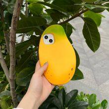 Creative Personality Fruit Mango Shape Silicone Shell Shockproof Protective Phone Cover Case For IPhone 11 12 13 14 15 Pro Max thumbnail-1