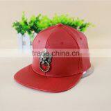 Cool Punk Rock Lion Head Decorated Flat Brim Snake PU Leather Hiphop Cap thumbnail-3