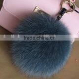 2016 Latest Fashion White Black 100% Real Fox Fur Pom Pom Girl Keychains thumbnail-3