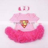 Hot Selling Superman Girls Carter Romper Set Headband Cotton Premature Baby Clothing Infants 3 Pcs Romper Outfit Set thumbnail-1