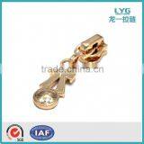 Customized Zinc Alloy Zipper Slider Brass Color Zipper Slider Popular Use in Garment thumbnail-1