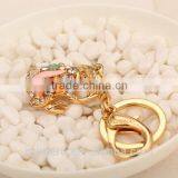 New Fashion Cat Eye Stone Frog Keychain Crystal Purse Bag Key Chain Ring Key Gift thumbnail-2