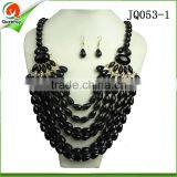 2016 Hot Sale African Jewelry Sets Black Beaded Necklace Pearls Necklace for Wedding Party thumbnail-1