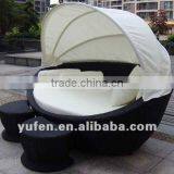 PE Rattan Wicker Sofa Bed With Shade