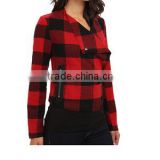 winter hotsale warmth red plaid plyester women jackets