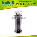 BS1363 Standard Power Port Vertical Brushed Steel Top Desktop Pop Up Sockets thumbnail-1