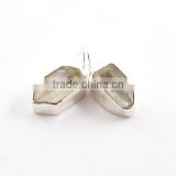 Crystal quartz earrings 925 sterling silver jewelry gemstone jewellery Natural rough stone jewelry