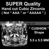 FAKE DIAMONDS / CUBIC ZIRCONIA SUPER QUALITY. CZ STONE 5.5 X 5.5 MM CUSHION SYNTHETIC GEMSTONE DIAMOND ( NO MACHINE CUT )