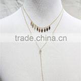Gold Simple Smooth Surface Leaf Pendant Necklace Goldtone ArrowSparkle Diamond Necklace Y Necklace 2016 Fashion Style Wholesale thumbnail-1