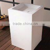 Solid Surface Stone Resin Square Free Standing Pedestal Resin Wash Basin,Artificial Stone Wash Basin