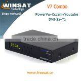 Nice Price 1080P Full HD Digital Satellite Receiver Freesat V7 Combo Dvb-S2+T2 With CAS Support Youtube and Youporn