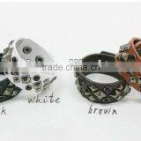 1 Inch Plain Punk Wide Leather Bracelet With Rivets thumbnail-1