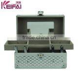 China Manufacturers Double Layer Silver Check Jewerly Box With 2 Tray thumbnail-1