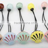 Custom Kids Girls Fashion Hair Elatic Rubber Band Korea Colorful Metal Free Soft Elatic Hair Band With Plastic Bead and Shell thumbnail-1