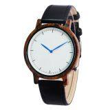Zebra Wood Lady Watches Japan Quartz Movement Genuine Leather Band Watches thumbnail-1