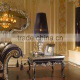 Unique Design Fine Carved Silver Foil Sofa Set, Printed Purple Color Wide Arm Sectional Sofa Set thumbnail-3