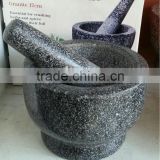 black polished granite mortar and pestle