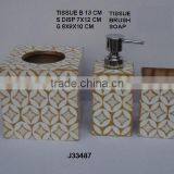 Brown Bone Mosaic Bathroom Set on Steel and Wood Moroccan Style thumbnail-1